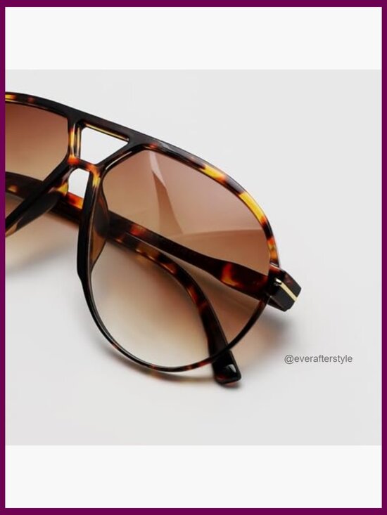 Retro Aviator Sunglasses Oversized Square Frames Plastic UV Protection